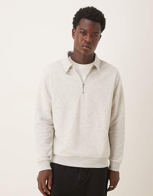 DESIGN loopback sweatshirt with zip in stone