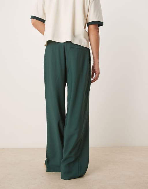 DESIGN Loose Fit Smart Trousers In Green