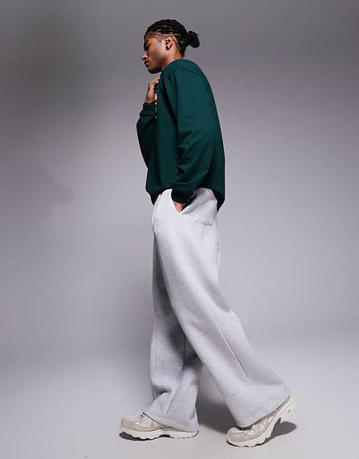 DESIGN Loose Joggers In Sucba-style With Pleats In Light Grey - LGREY