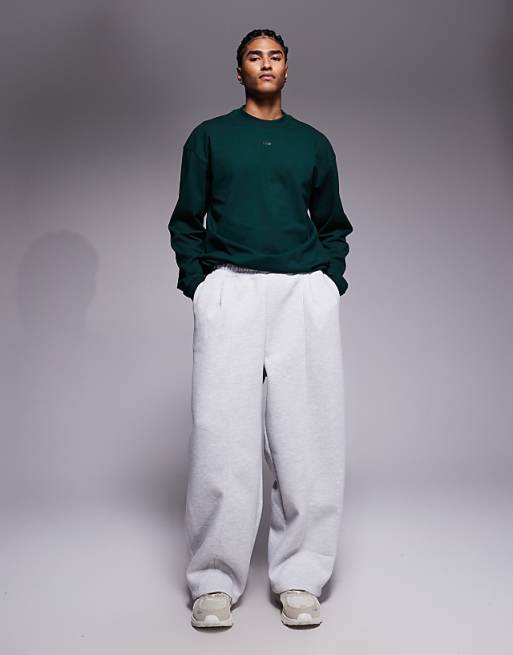 DESIGN loose joggers in sucba-style with pleats in light grey - LGREY