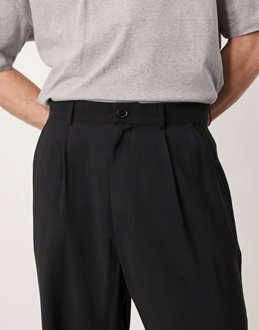 DESIGN Loose Skater Fit Smart Trousers In Black