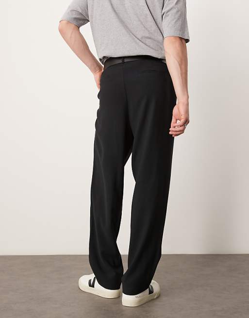 DESIGN Loose Skater Fit Smart Trousers In Black