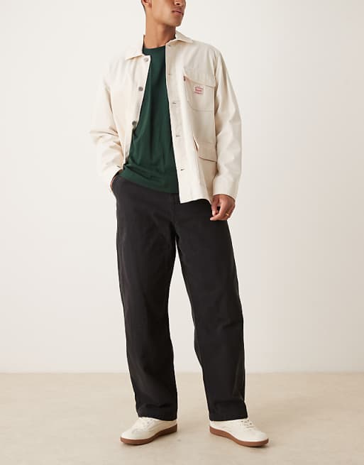 DESIGN Loose Straight Carpenter Trousers In Black