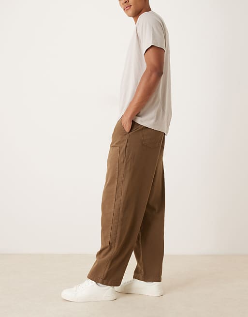 DESIGN Loose Straight Carpenter Trousers In Brown