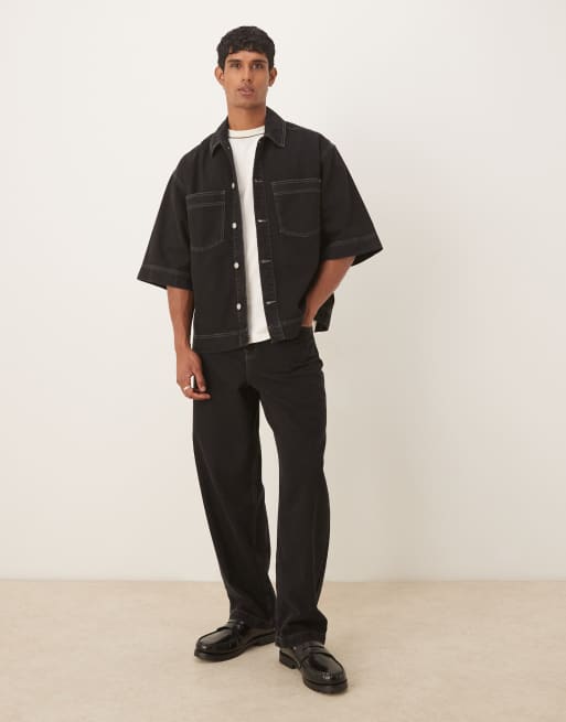 DESIGN Loose Straight Co-ord In Black