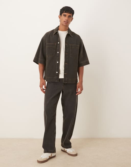DESIGN Loose Straight Co-ord In Brown Wash