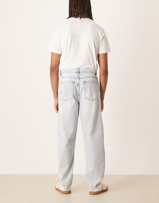 DESIGN Loose Straight Fit Jeans In Bleach Wash