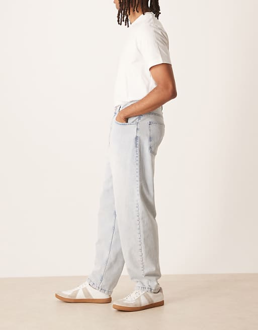 DESIGN Loose Straight Fit Jeans In Bleach Wash