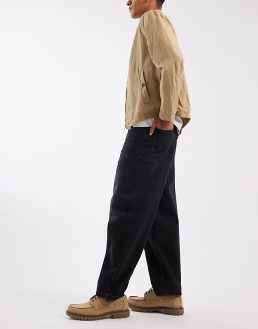 DESIGN Loose Straight Fit Jeans In Washed Black