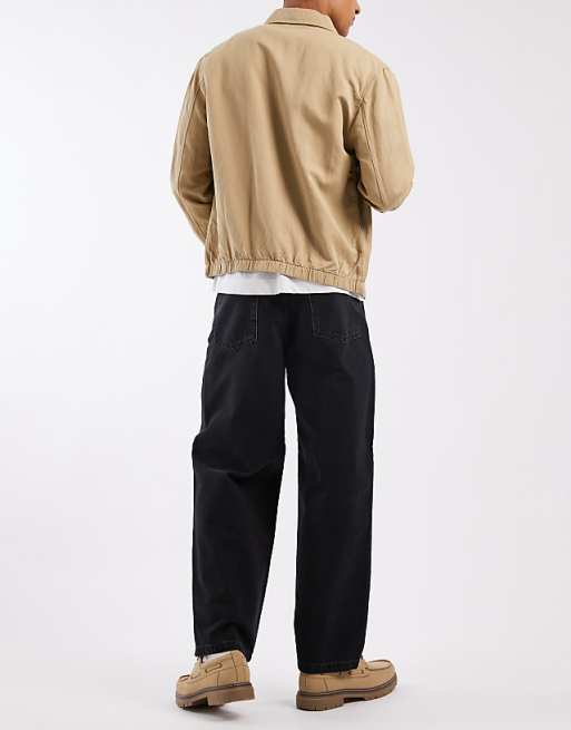DESIGN Loose Straight Fit Jeans In Washed Black