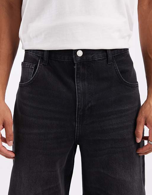 DESIGN Loose Straight Fit Jeans In Washed Black