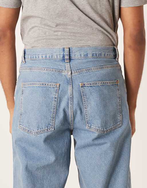 DESIGN Loose Straight Fit Subtle Green Tint Light Wash Jeans