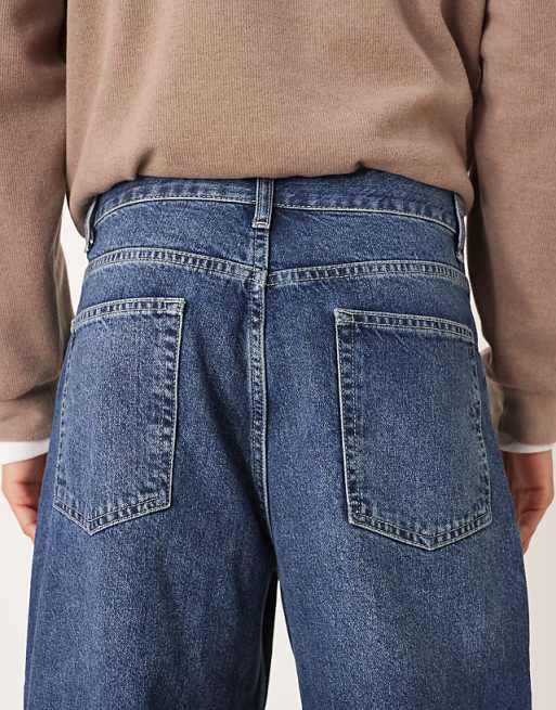 DESIGN Loose Straight Jeans In Dark Blue Overdye