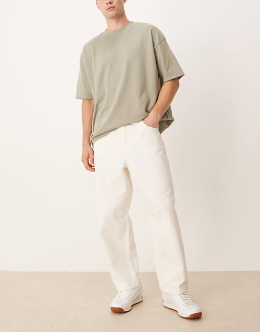 DESIGN Loose Straight Jeans In Ecru