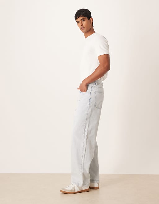 DESIGN Loose Straight Jeans In Light Wash Blue