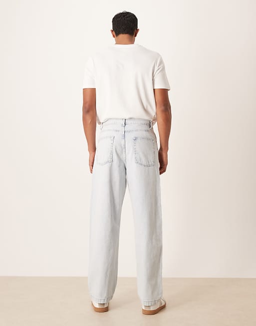 DESIGN Loose Straight Jeans In Light Wash Blue