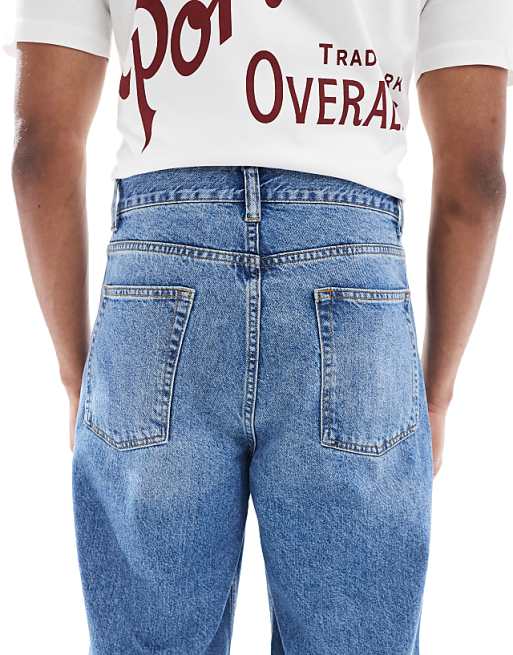 DESIGN Loose Straight Jeans In Light Wash Blue