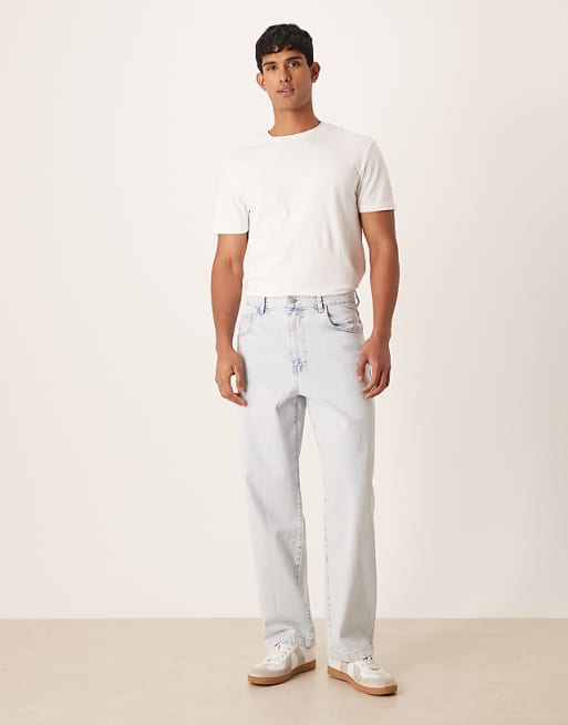 DESIGN loose straight jeans in light wash blue