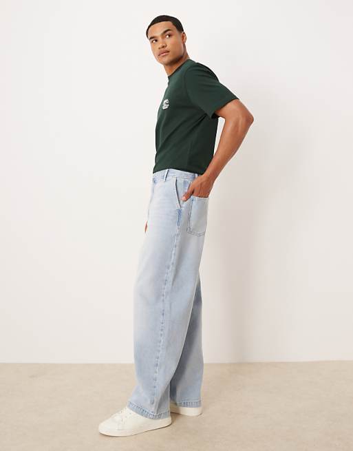 DESIGN Loose Straight Jeans In Lightwash Blue