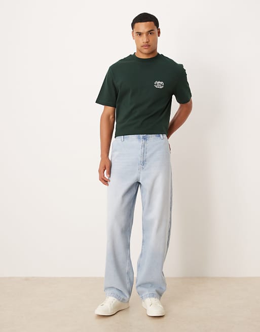 DESIGN loose straight jeans in lightwash blue