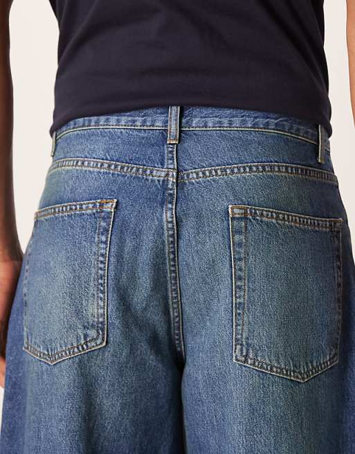 DESIGN Loose Straight Jeans In Vintage Dark Wash Blue