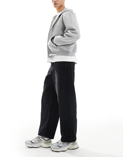 DESIGN Loose Straight Jeans In Washed Black