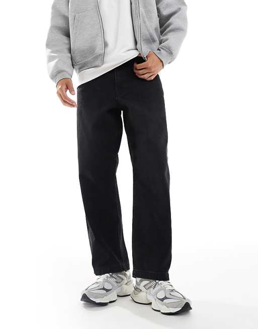 DESIGN loose straight jeans in washed black
