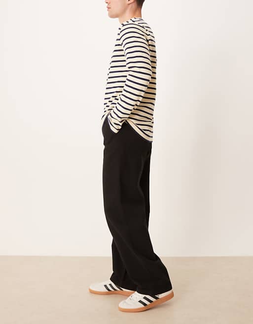 DESIGN Loose Straight Trousers In Black
