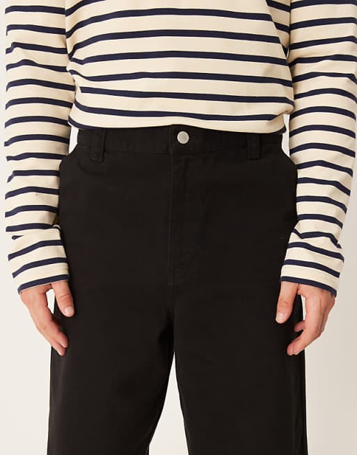 DESIGN Loose Straight Trousers In Black