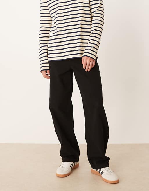 DESIGN loose straight trousers in black