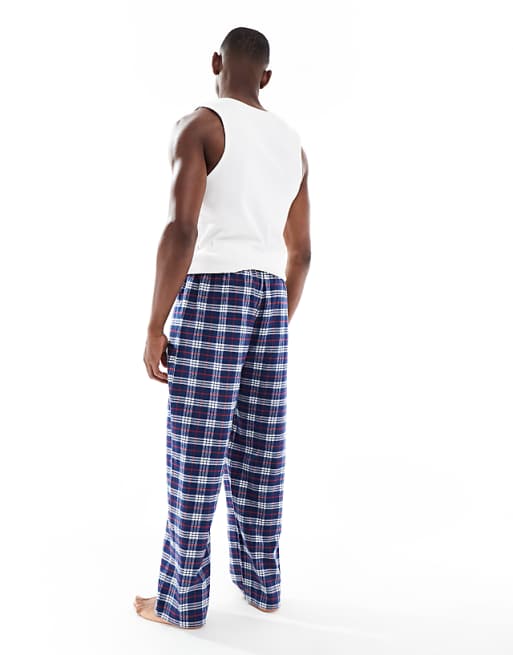 DESIGN Lounge Bottoms In Blue Brushed Check