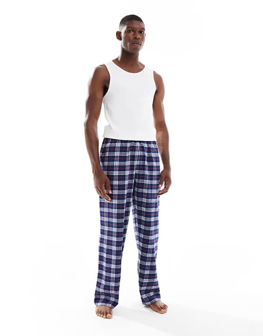 DESIGN Lounge Bottoms In Blue Brushed Check