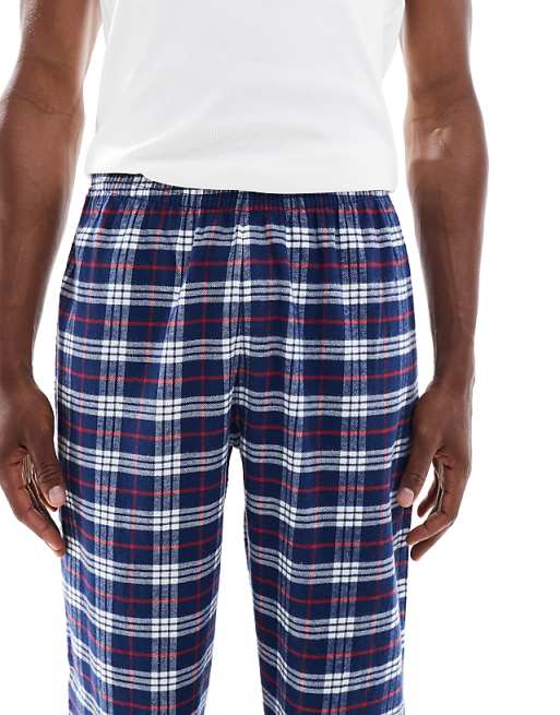 DESIGN Lounge Bottoms In Blue Brushed Check