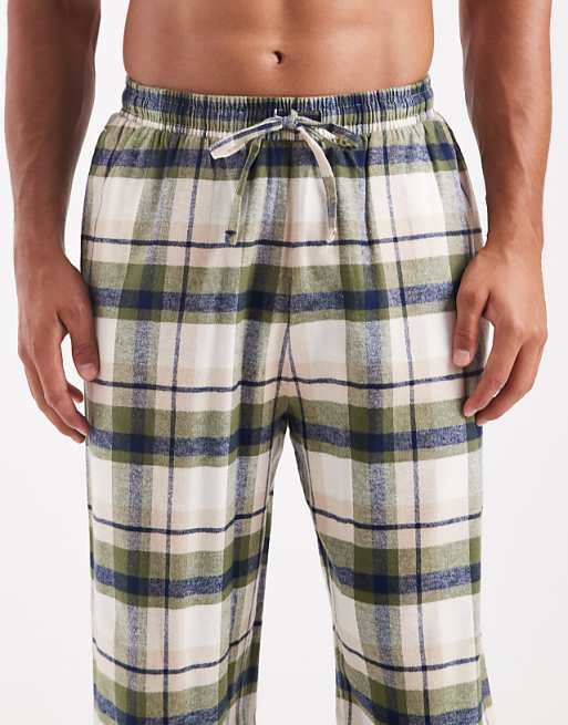 DESIGN Lounge Bottoms In Green Brushed Check