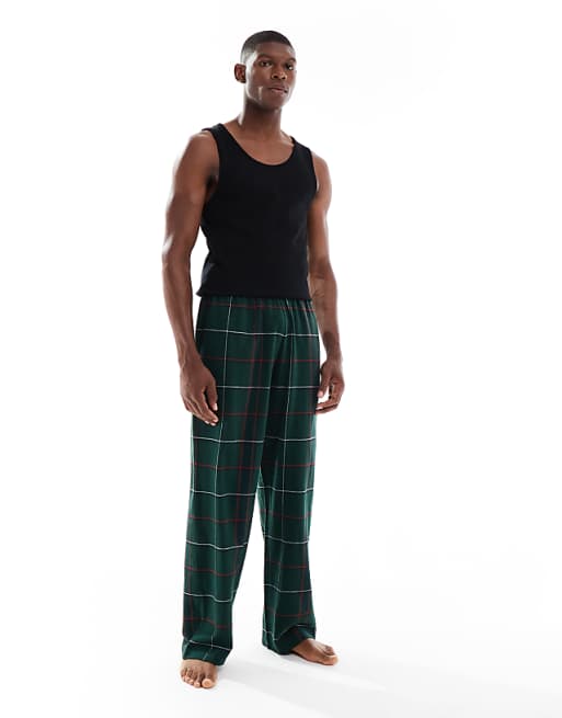 DESIGN Lounge Bottoms In Green Brushed Check