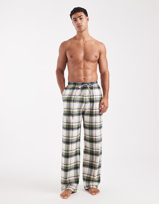 DESIGN lounge bottoms in green brushed check