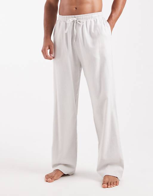 DESIGN Lounge Bottoms In Ivory Brushed Cotton