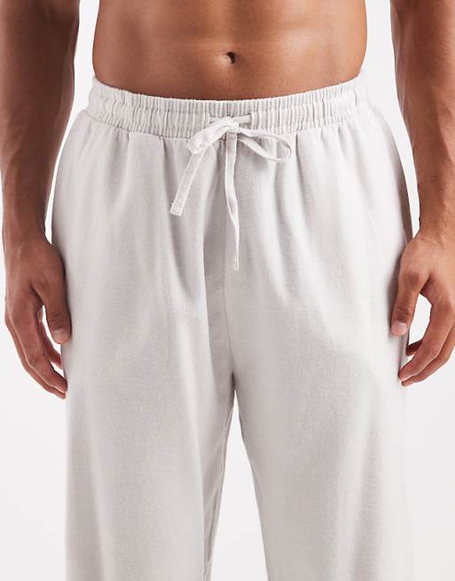 DESIGN Lounge Bottoms In Ivory Brushed Cotton