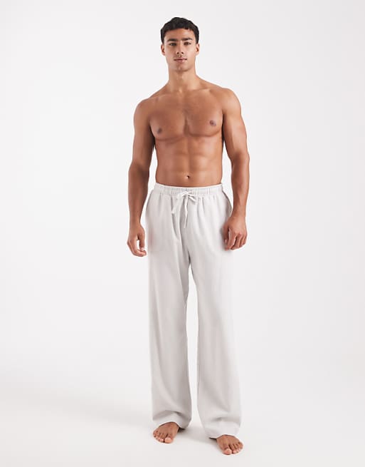 DESIGN Lounge Bottoms In Ivory Brushed Cotton