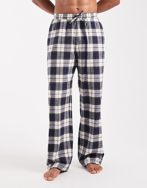 DESIGN Lounge Bottoms In Navy Brushed Check