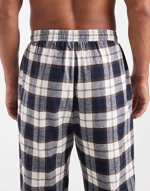 DESIGN Lounge Bottoms In Navy Brushed Check