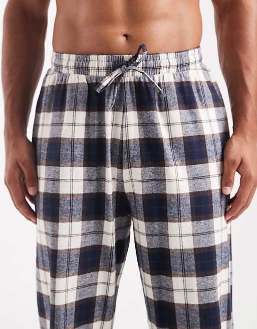 DESIGN Lounge Bottoms In Navy Brushed Check