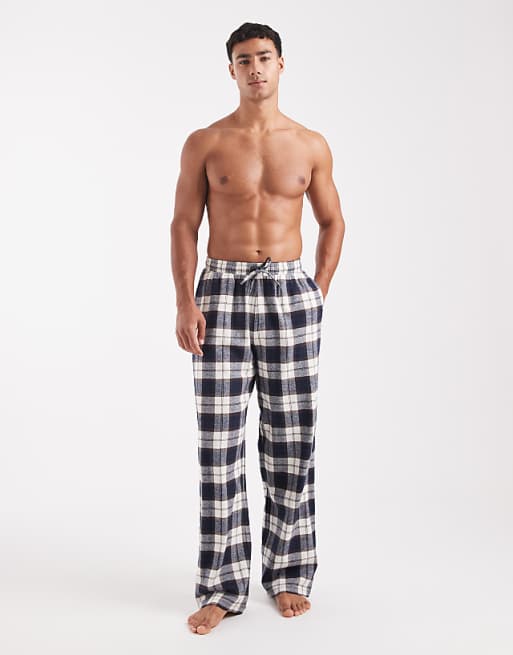 DESIGN lounge bottoms in navy brushed check