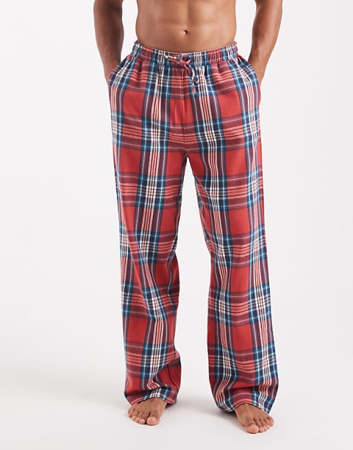 DESIGN Lounge Bottoms In Red Brushed Check