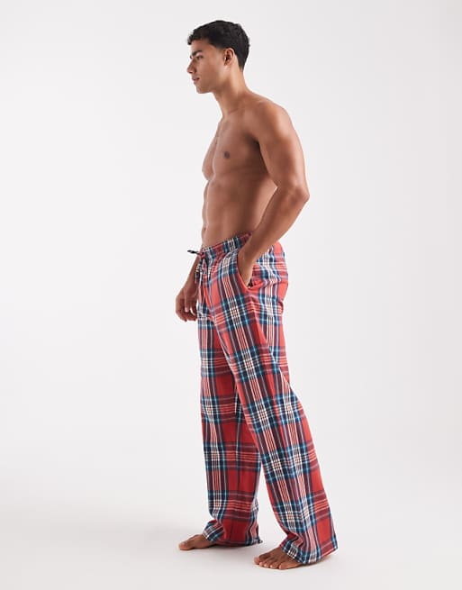 DESIGN Lounge Bottoms In Red Brushed Check