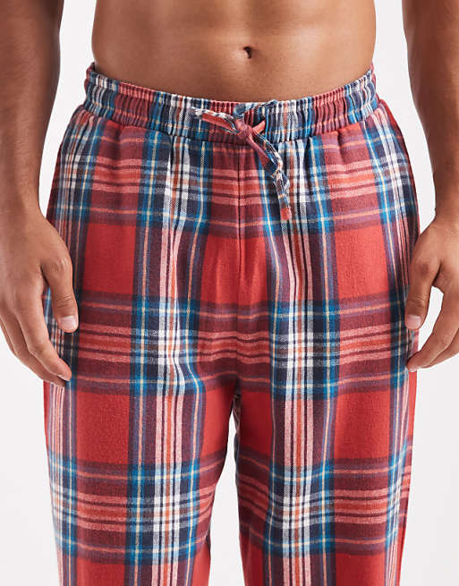 DESIGN Lounge Bottoms In Red Brushed Check