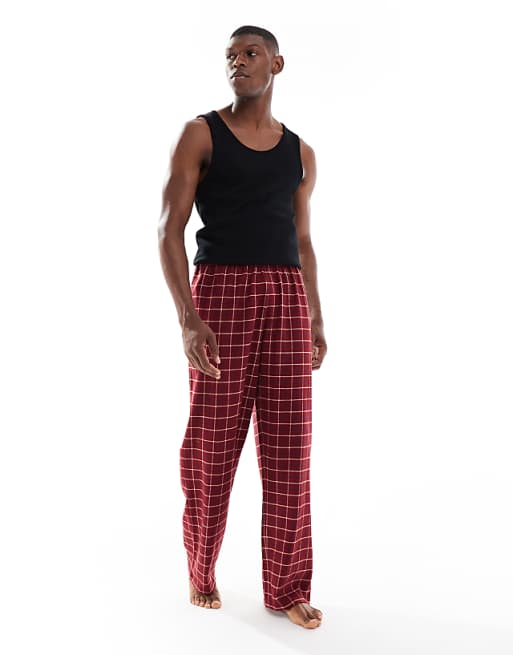 DESIGN Lounge Bottoms In Red Brushed Check