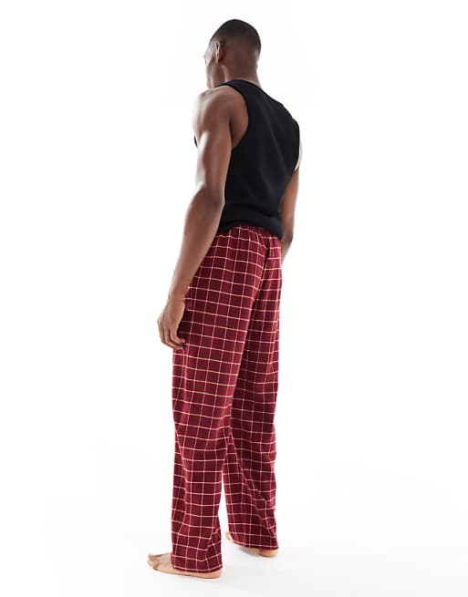 DESIGN Lounge Bottoms In Red Brushed Check