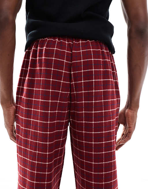 DESIGN Lounge Bottoms In Red Brushed Check