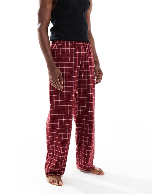 DESIGN lounge bottoms in red brushed check